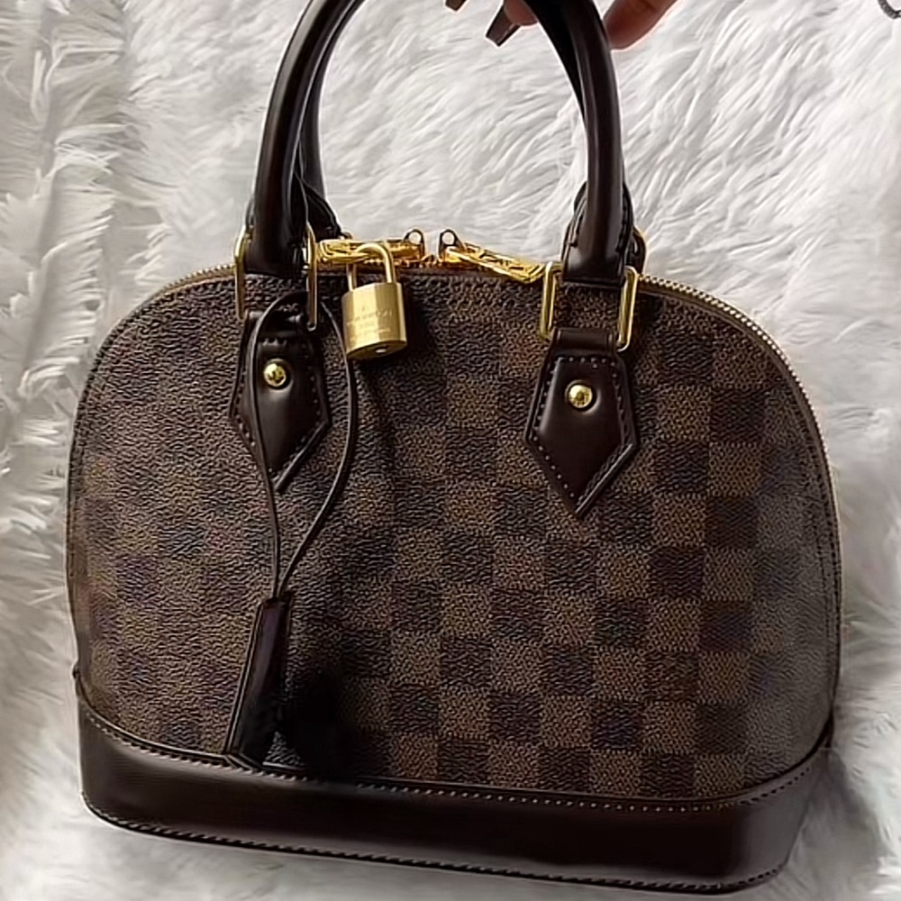 Louis Vuitton Brown Satchel with Signature Checkered Pattern